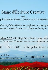 STAGE D&rsquo;ÉCRITURE CRÉATIVE