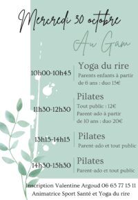 Ateliers yoga du rire et Pilates parents-enfants