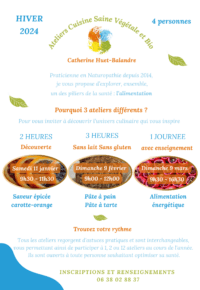 Les Ateliers Cuisine Saine Végétale et Bio janvier 2025