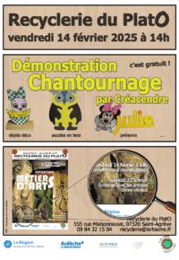 Démonstration de chantournage à la Recyclerie du PlatO ( Saint-Agrève)