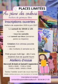 Atelier d&rsquo;essai Peinture Libre – Inscription Rentrée 2026