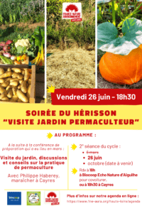 Soirée du Hérisson « Visite d&rsquo;un jardin inspiré de la permaculture »