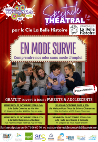 Spectacles-théâtre « En mode survie : comprendre nos ados sans mode d’emploi »